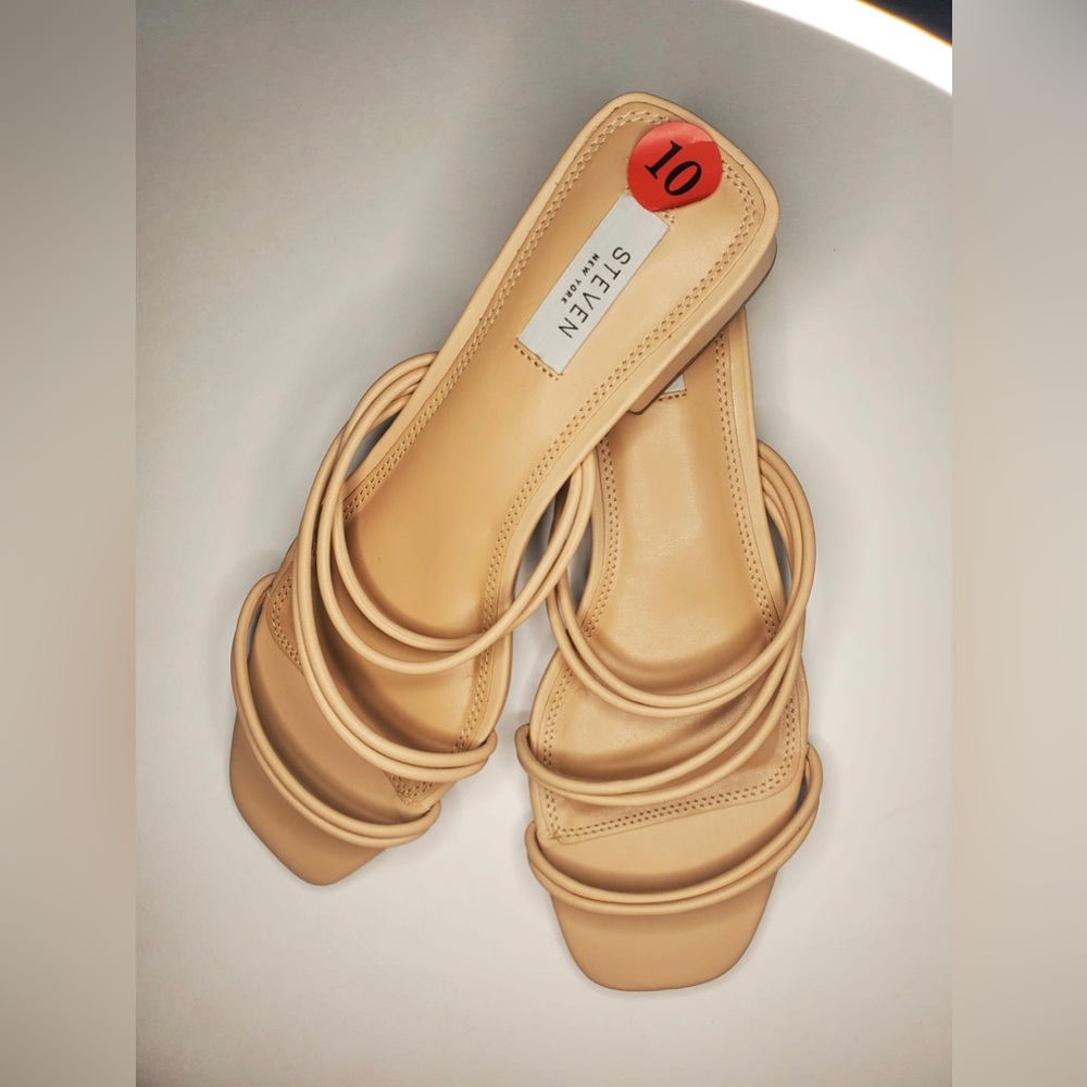 Steven New York Strappy Slide Sandal, Beige, Size: 10